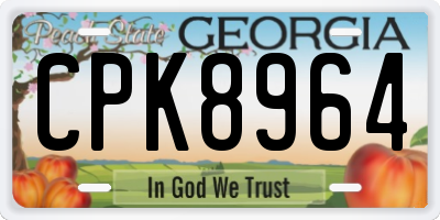 GA license plate CPK8964