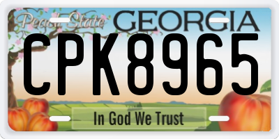 GA license plate CPK8965