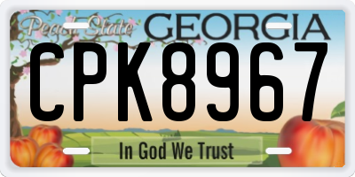 GA license plate CPK8967
