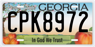 GA license plate CPK8972
