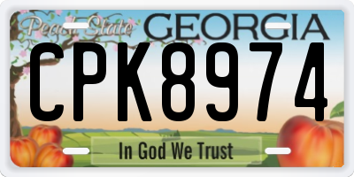 GA license plate CPK8974