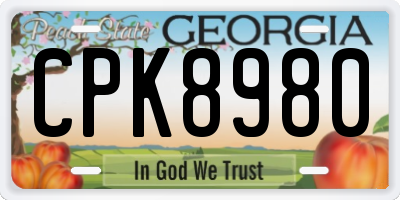 GA license plate CPK8980