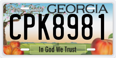 GA license plate CPK8981