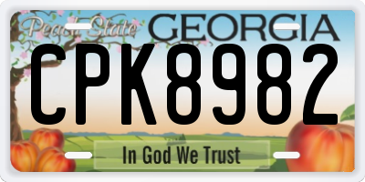 GA license plate CPK8982