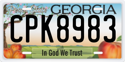GA license plate CPK8983