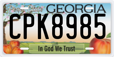 GA license plate CPK8985