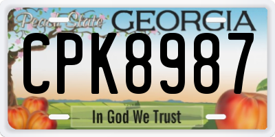 GA license plate CPK8987