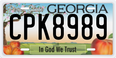 GA license plate CPK8989