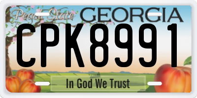 GA license plate CPK8991