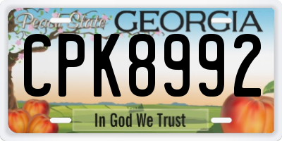 GA license plate CPK8992