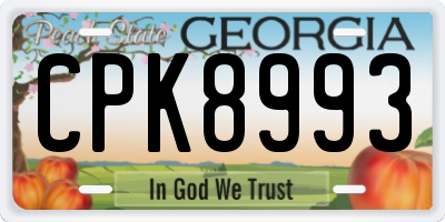 GA license plate CPK8993