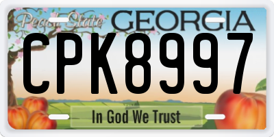 GA license plate CPK8997