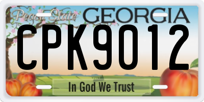 GA license plate CPK9012
