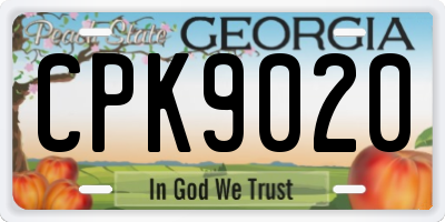 GA license plate CPK9020