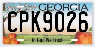 GA license plate CPK9026