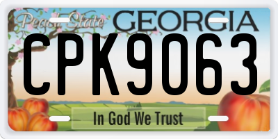GA license plate CPK9063