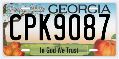 GA license plate CPK9087