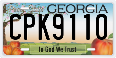 GA license plate CPK9110