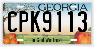 GA license plate CPK9113