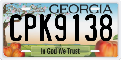 GA license plate CPK9138