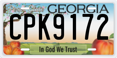 GA license plate CPK9172