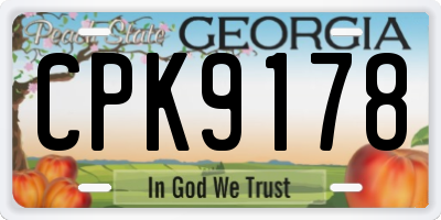 GA license plate CPK9178