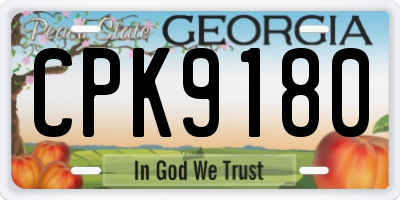 GA license plate CPK9180