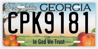 GA license plate CPK9181