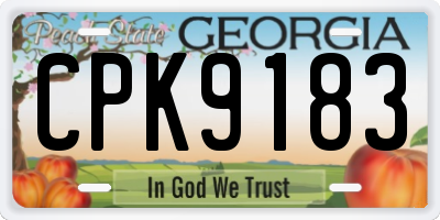 GA license plate CPK9183