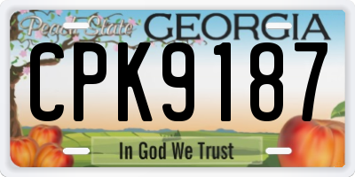 GA license plate CPK9187