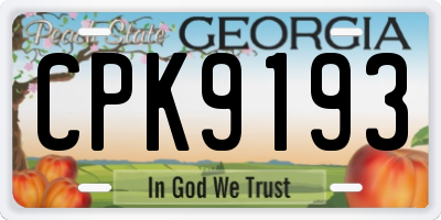 GA license plate CPK9193
