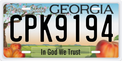 GA license plate CPK9194