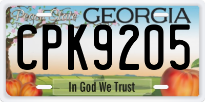 GA license plate CPK9205