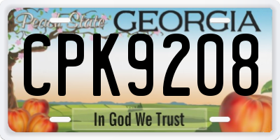 GA license plate CPK9208