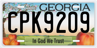 GA license plate CPK9209