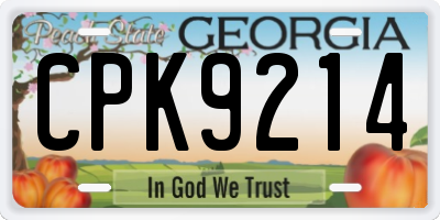 GA license plate CPK9214