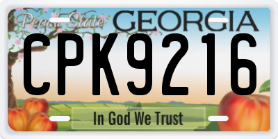 GA license plate CPK9216