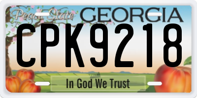 GA license plate CPK9218