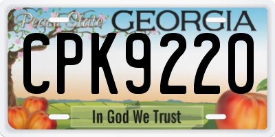 GA license plate CPK9220