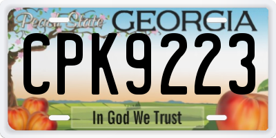 GA license plate CPK9223
