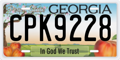 GA license plate CPK9228