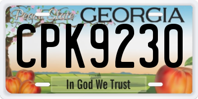 GA license plate CPK9230