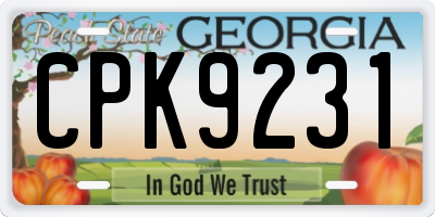 GA license plate CPK9231