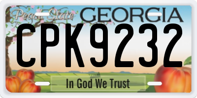 GA license plate CPK9232