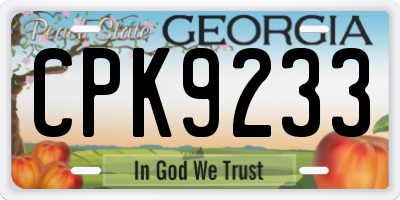 GA license plate CPK9233