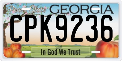GA license plate CPK9236
