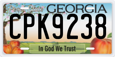 GA license plate CPK9238