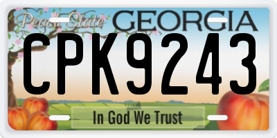 GA license plate CPK9243