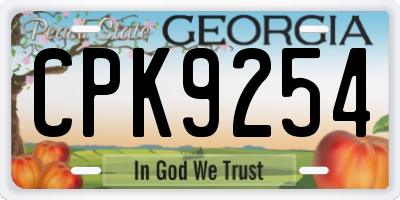 GA license plate CPK9254