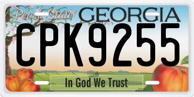 GA license plate CPK9255